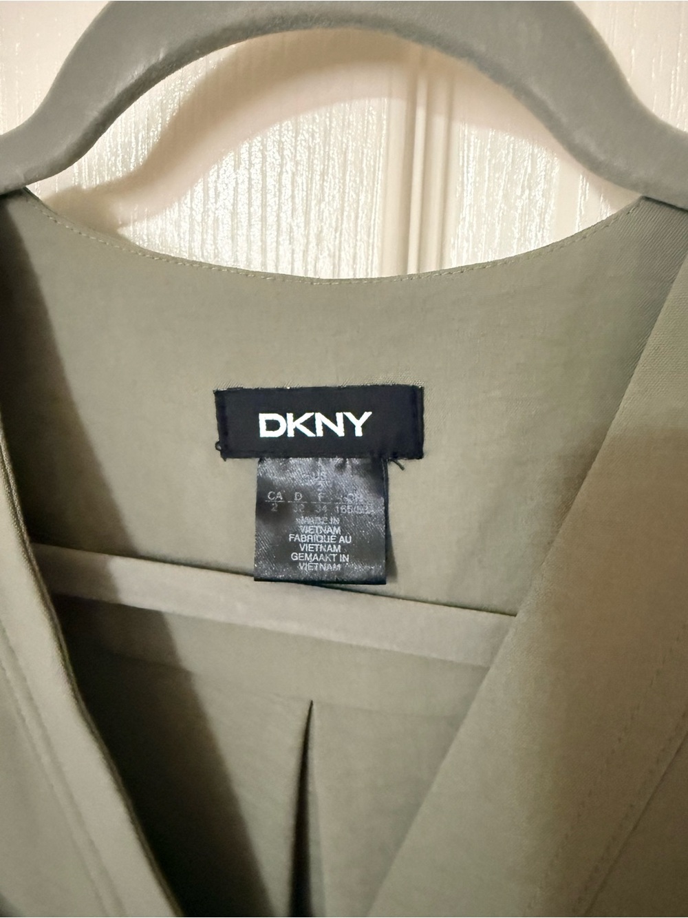 DKNY Sleeveless V-Neck Belted Midi Dress in Sage Green - Picture 3 of 4